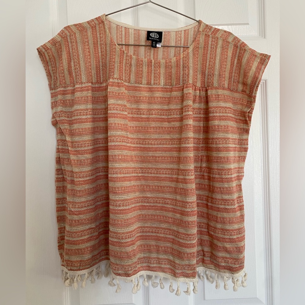 Bobeau Knit Striped Blouse Top